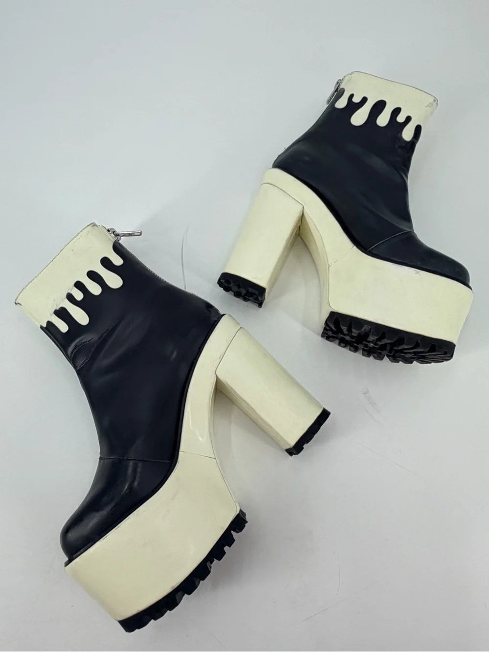 Current Mood Glow In The Dark Chunky Platform Rave Heels Lava Boots 7 FLAWS